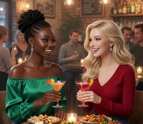 Comped guests enjoying drinks at a lively venue